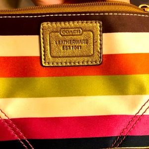 Coach Striped Silk Wristlet